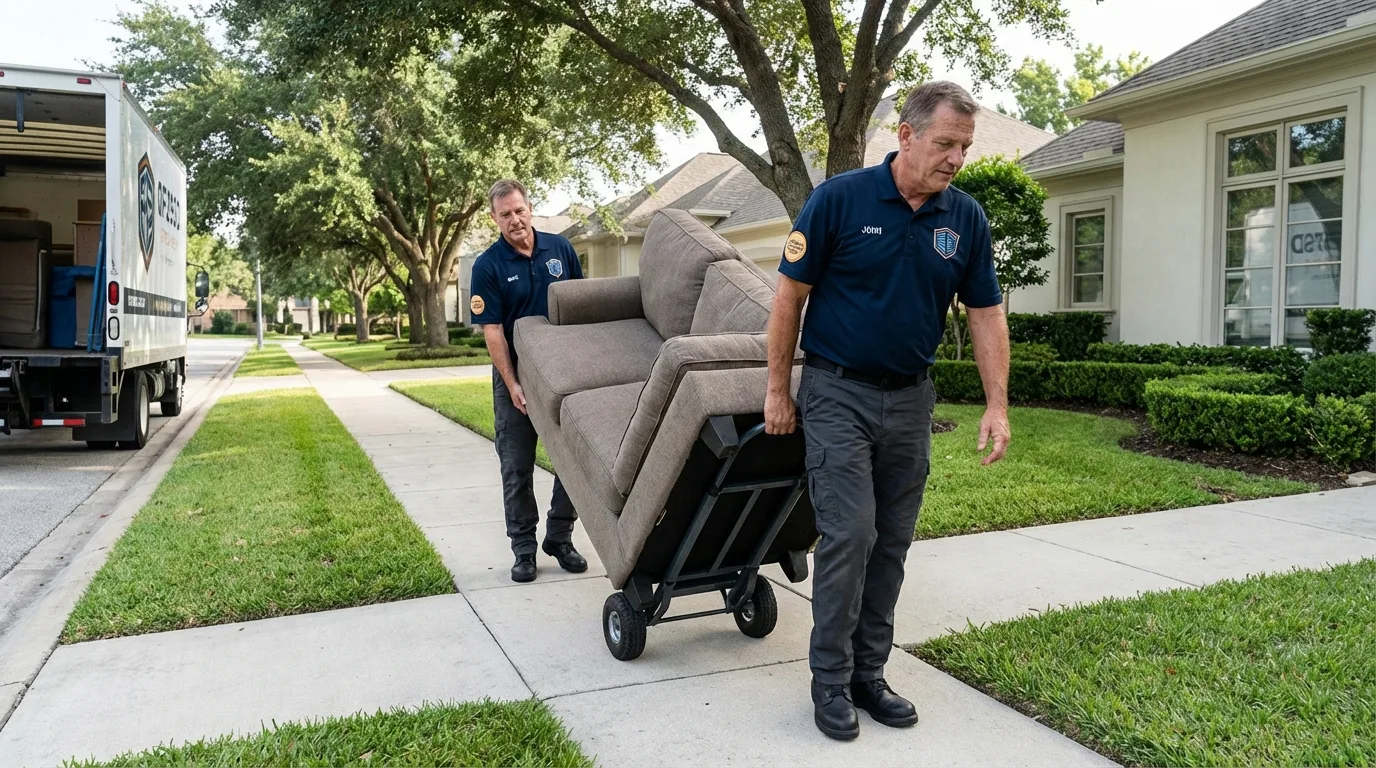 Local residential moving crew loading furniture in Adamsville, TN