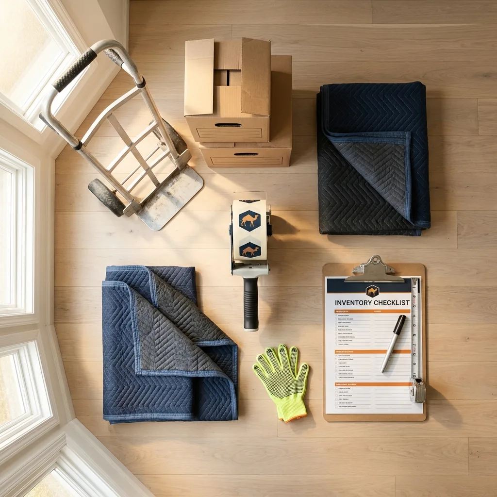 Professional moving supplies and packing materials layout for Adamsville residential relocations